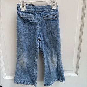 KRU 3T Girls Blue Flared Jeans with Front Pocket and Stretch Elastic Waist